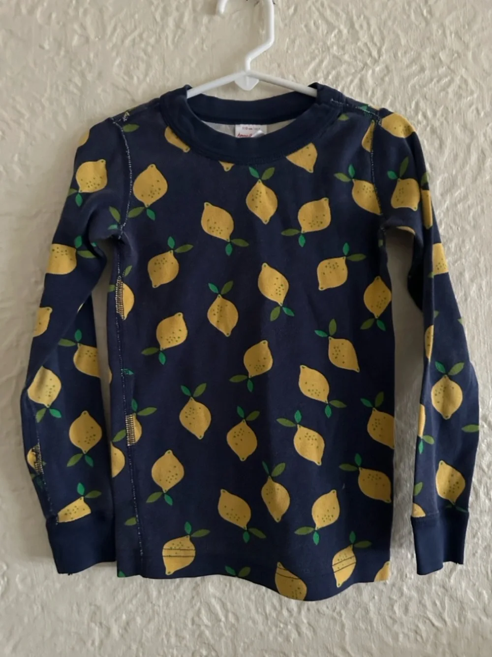 Hanna Andersson Lemonade on Navy Blue Long John Pajama Top Kids Children’s 5